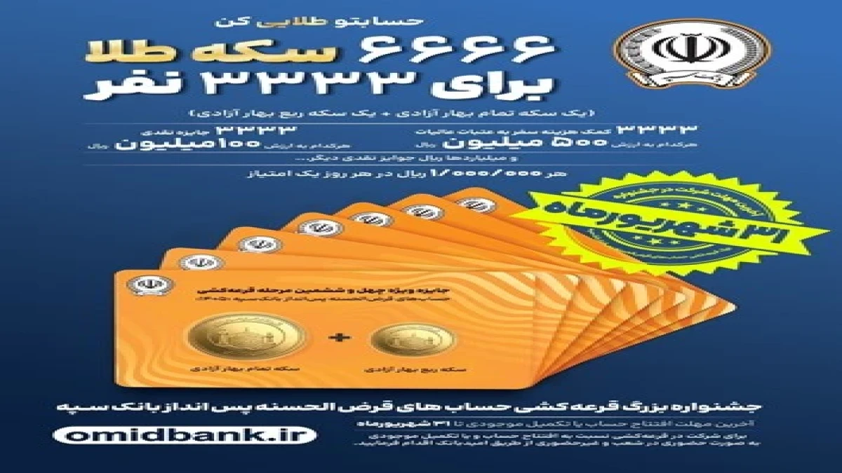 آخرین مهلت شرکت در جشنواره بزرگ قرعه­ کشی حساب‌های قرض‌الحسنه پس‌انداز بانک سپه